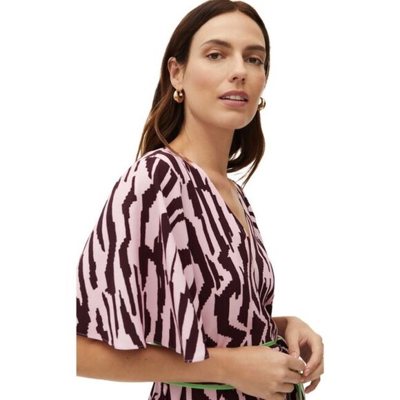 Rhode Tabitha Pink Purple Pixilated Zebra Print Hearts Applique Mini Dress S - Picture 5 of 15